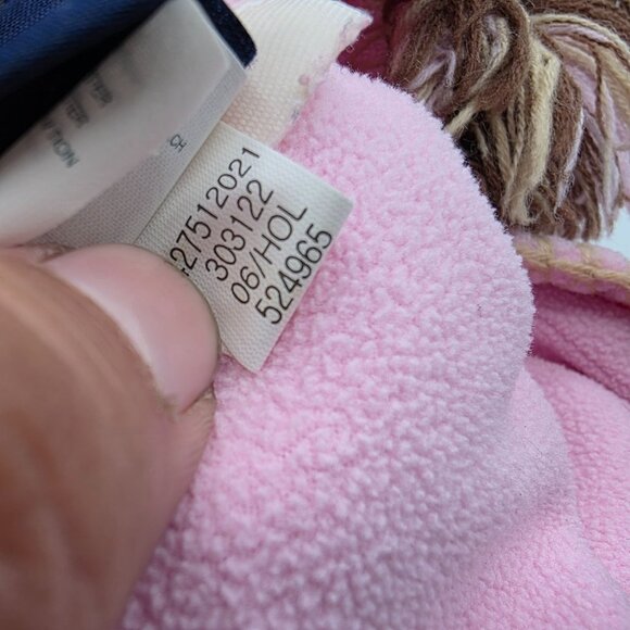 Gap Kids L/XL Pink Fleece Hat With Tassels & Snowflake Embroidery Winter Warm - Picture 4 of 6